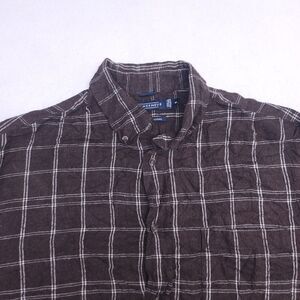 Consensus Windowpane Flannel Button Up Shirt Mens Size Medium M Brown White